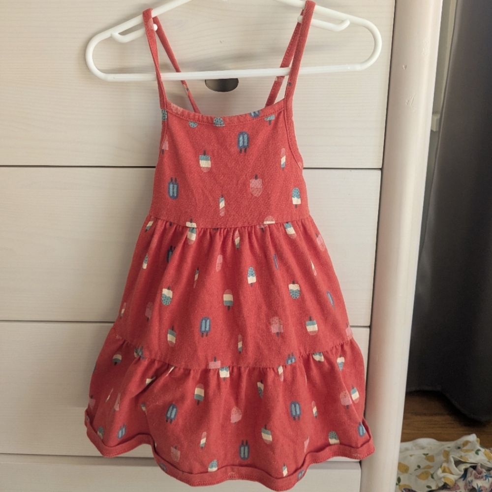 Cat & Jack Red Sleeveless Dress with Ice Cream Print, 3T